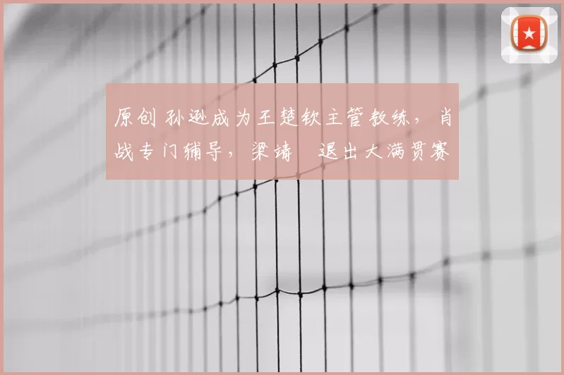 原创 孙逊成为王楚钦主管教练，肖战专门辅导，梁靖崑退出大满贯赛事